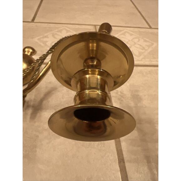 VINTAGE PAIR OF SOLID BRASS GEORGIAN STYLE SCONCES 13in. Made In India - Picture 12 of 16